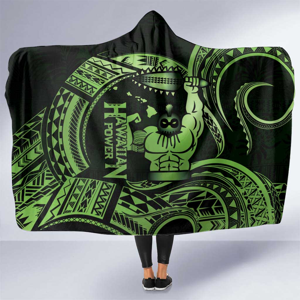 Green Hawaii Ikaika Warrior Hooded Blanket Hawaiian Power LT14 One Size Green - Polynesian Pride