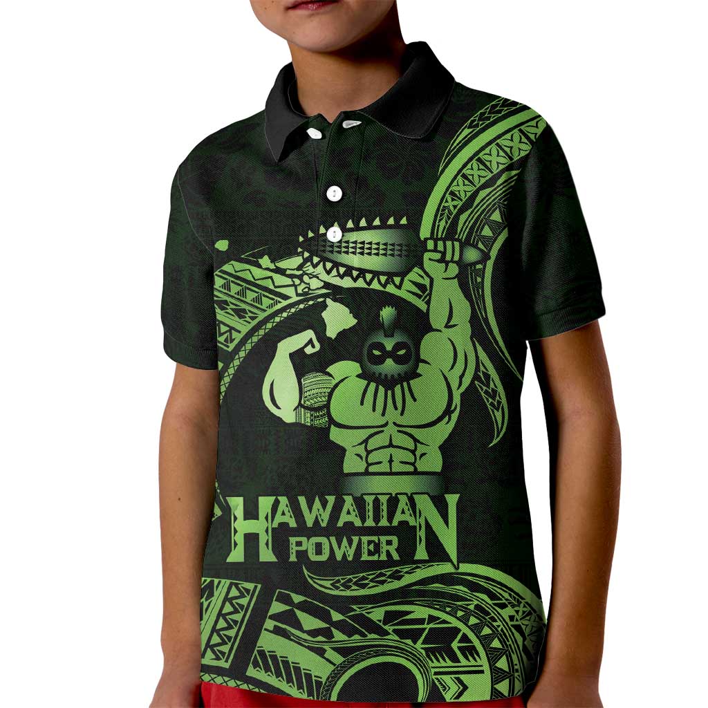 Green Hawaii Ikaika Warrior Kid Polo Shirt Hawaiian Power LT14 Kid Green - Polynesian Pride