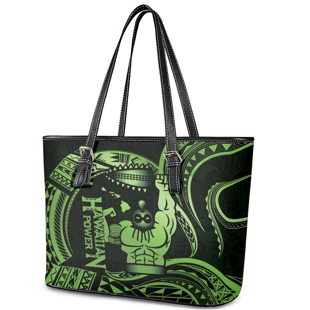 Green Hawaii Ikaika Warrior Leather Tote Bag Hawaiian Power LT14 - Polynesian Pride