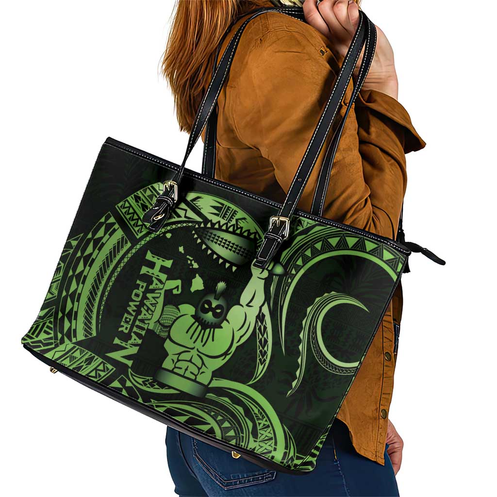 Green Hawaii Ikaika Warrior Leather Tote Bag Hawaiian Power LT14 - Polynesian Pride
