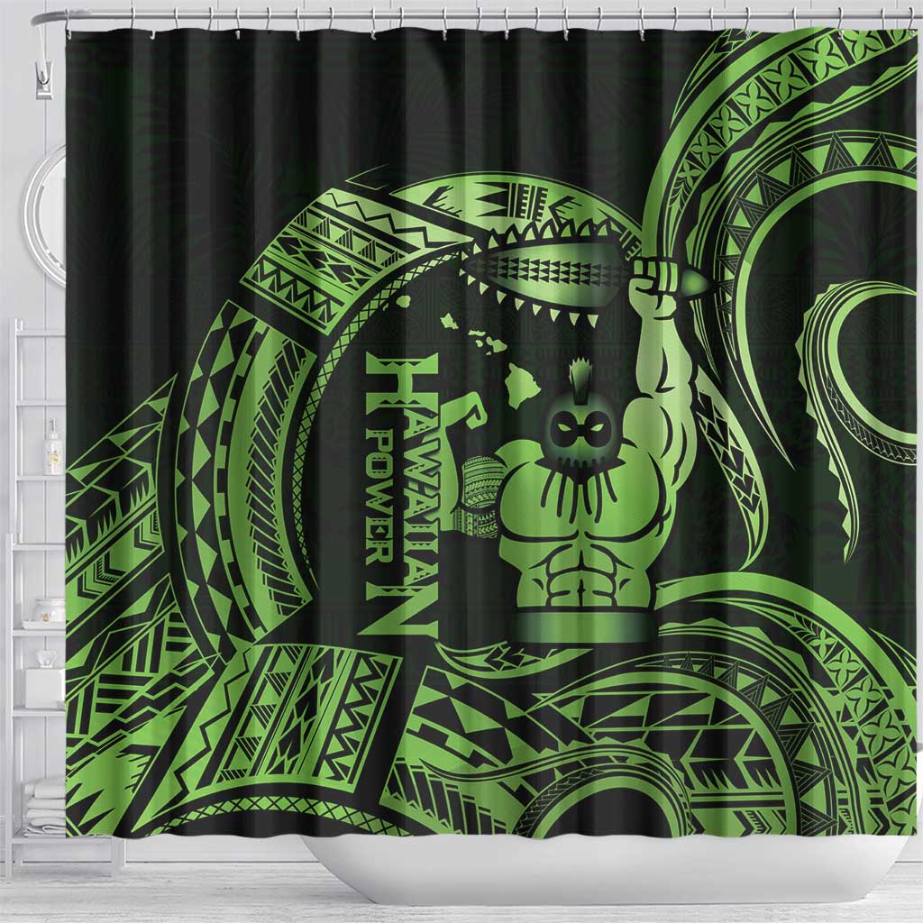 Green Hawaii Ikaika Warrior Shower Curtain Hawaiian Power LT14 - Polynesian Pride