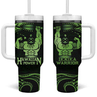 Green Hawaii Ikaika Warrior Tumbler With Handle Hawaiian Power LT14 One Size: 40 oz Green - Polynesian Pride