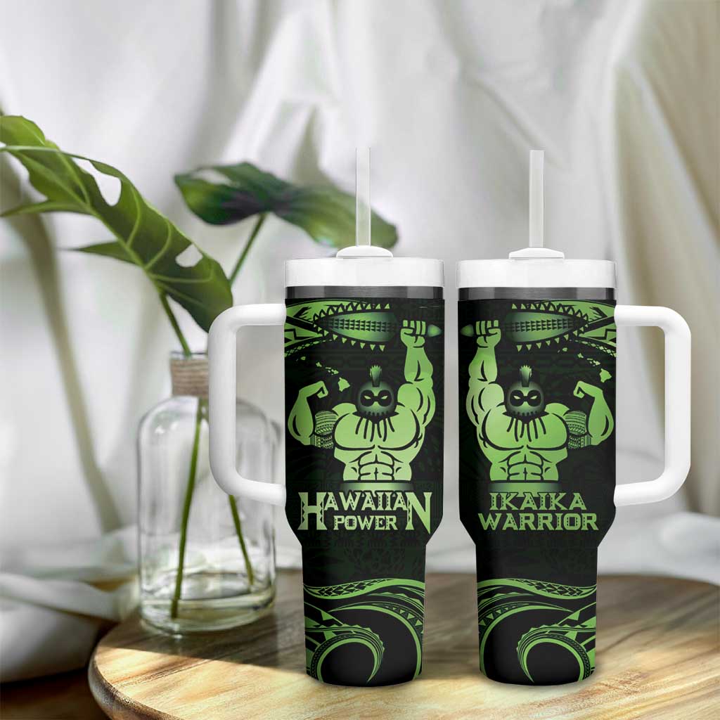 Green Hawaii Ikaika Warrior Tumbler With Handle Hawaiian Power LT14 - Polynesian Pride