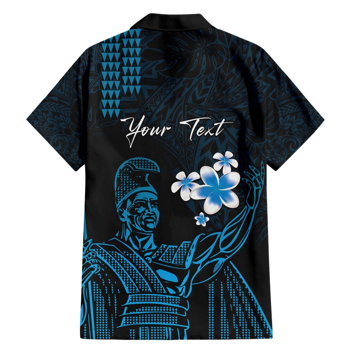 Personalised Hawaii King Kamehameha Day Hawaiian Shirt Plumeria With Kakau Pattern - Blue LT14 - Polynesian Pride