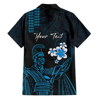 Personalised Hawaii King Kamehameha Day Hawaiian Shirt Plumeria With Kakau Pattern - Blue LT14 - Polynesian Pride