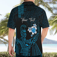 Personalised Hawaii King Kamehameha Day Hawaiian Shirt Plumeria With Kakau Pattern - Blue LT14 - Polynesian Pride
