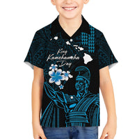 Personalised Hawaii King Kamehameha Day Hawaiian Shirt Plumeria With Kakau Pattern - Blue LT14 - Polynesian Pride