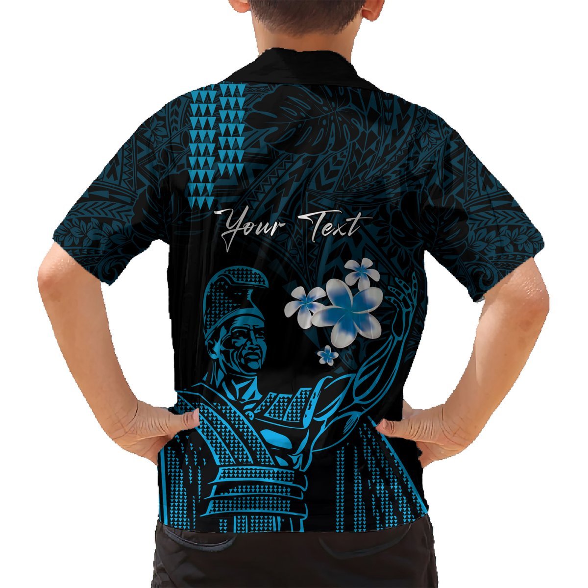 Personalised Hawaii King Kamehameha Day Hawaiian Shirt Plumeria With Kakau Pattern - Blue LT14 - Polynesian Pride
