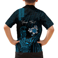 Personalised Hawaii King Kamehameha Day Hawaiian Shirt Plumeria With Kakau Pattern - Blue LT14 - Polynesian Pride