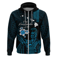 Personalised Hawaii King Kamehameha Day Zip Hoodie Plumeria With Kakau Pattern - Blue LT14 Zip Hoodie Blue - Polynesian Pride