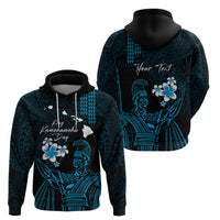 Personalised Hawaii King Kamehameha Day Zip Hoodie Plumeria With Kakau Pattern - Blue LT14 - Polynesian Pride