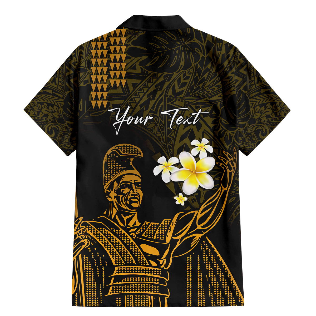 Personalised Hawaii King Kamehameha Day Family Matching Mermaid Dress and Hawaiian Shirt Plumeria With Kakau Pattern - Gold LT14 - Polynesian Pride