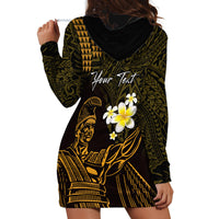 Personalised Hawaii King Kamehameha Day Hoodie Dress Plumeria With Kakau Pattern - Gold LT14 - Polynesian Pride