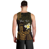 Personalised Hawaii King Kamehameha Day Men Tank Top Plumeria With Kakau Pattern - Gold LT14 - Polynesian Pride