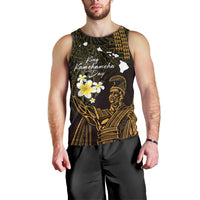 Personalised Hawaii King Kamehameha Day Men Tank Top Plumeria With Kakau Pattern - Gold LT14 - Polynesian Pride