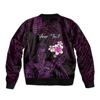 Personalised Hawaii King Kamehameha Day Bomber Jacket Plumeria With Kakau Pattern - Purple LT14 - Polynesian Pride