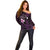Personalised Hawaii King Kamehameha Day Off Shoulder Sweater Plumeria With Kakau Pattern - Purple