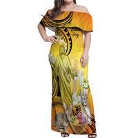 Polynesia Easter Day Off Shoulder Maxi Dress He Is Risen Lilium Longiflorum Polynesian Pattern
