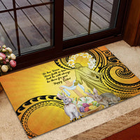 Polynesia Easter Day Rubber Doormat He Is Risen Lilium Longiflorum Polynesian Pattern