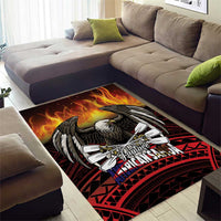 Fautasi Race Day American Samoa Area Rug Bald Eagle Polynesian Tattoo