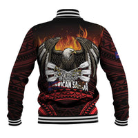 Fautasi Race Day American Samoa Baseball Jacket Bald Eagle Polynesian Tattoo
