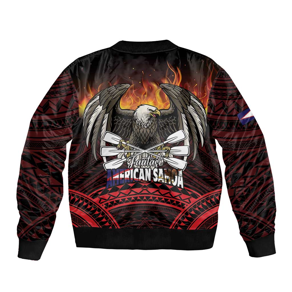 Fautasi Race Day American Samoa Bomber Jacket Bald Eagle Polynesian Tattoo