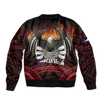Fautasi Race Day American Samoa Bomber Jacket Bald Eagle Polynesian Tattoo