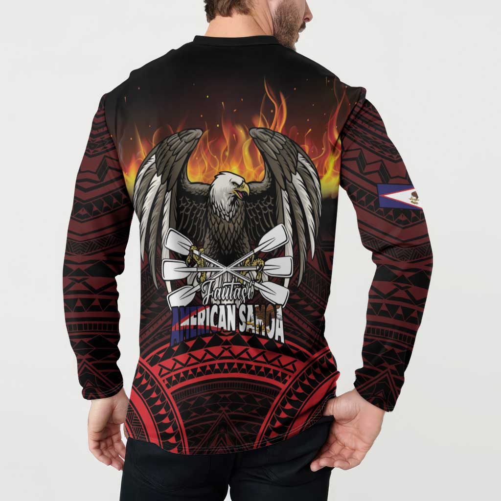 Fautasi Race Day American Samoa Button Sweatshirt Bald Eagle Polynesian Tattoo
