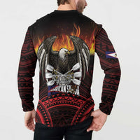 Fautasi Race Day American Samoa Button Sweatshirt Bald Eagle Polynesian Tattoo