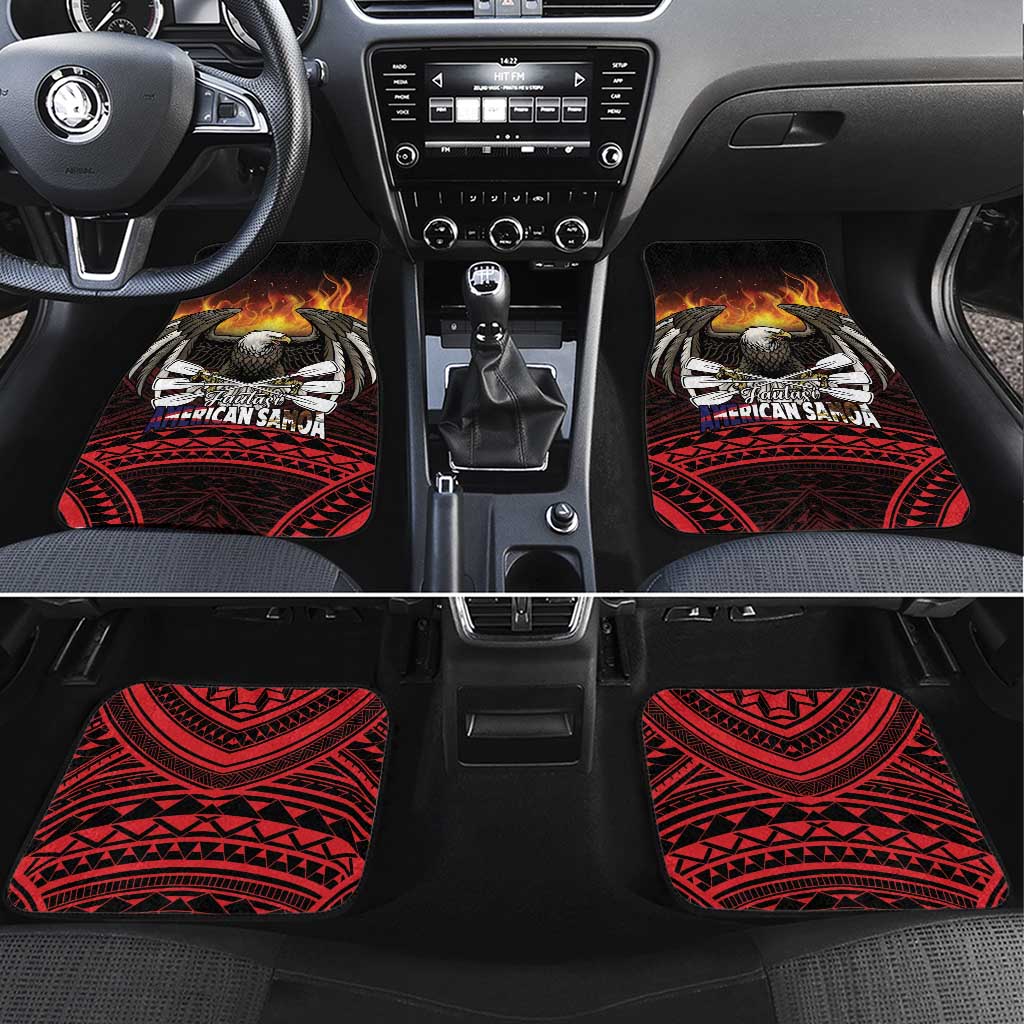 Fautasi Race Day American Samoa Car Mats Bald Eagle Polynesian Tattoo LT14 Set 4pcs Black - Polynesian Pride