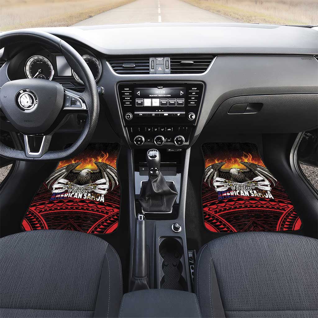 Fautasi Race Day American Samoa Car Mats Bald Eagle Polynesian Tattoo LT14 Set 2pcs - Front Black - Polynesian Pride