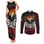 Fautasi Race Day American Samoa Couples Matching Tank Maxi Dress and Long Sleeve Button Shirt Bald Eagle Polynesian Tattoo