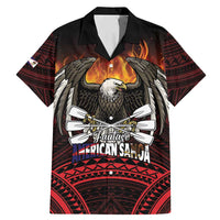 Fautasi Race Day American Samoa Family Matching Mermaid Dress and Hawaiian Shirt Bald Eagle Polynesian Tattoo LT14 Dad's Shirt - Short Sleeve Black - Polynesian Pride