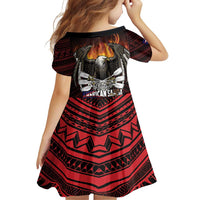 Fautasi Race Day American Samoa Family Matching Off Shoulder Short Dress and Hawaiian Shirt Bald Eagle Polynesian Tattoo LT14 - Polynesian Pride