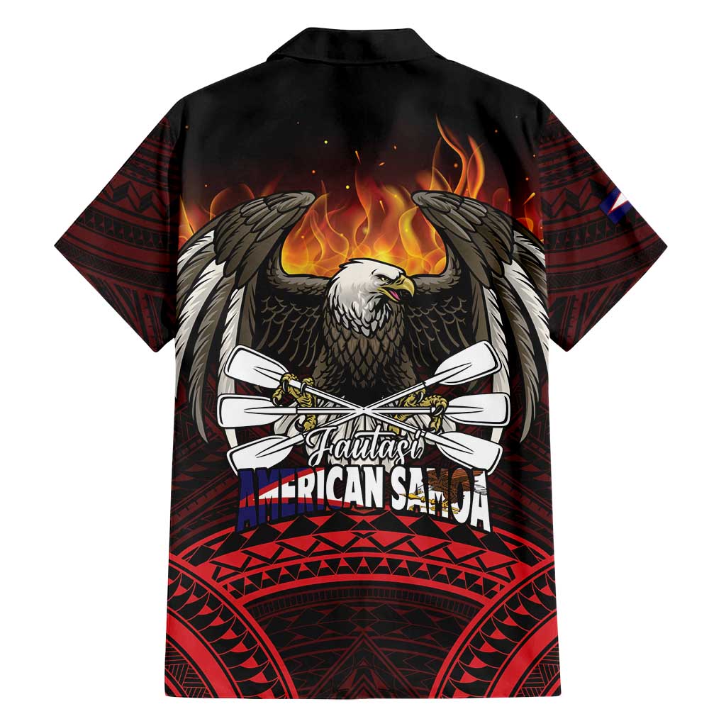 Fautasi Race Day American Samoa Family Matching Off Shoulder Short Dress and Hawaiian Shirt Bald Eagle Polynesian Tattoo LT14 - Polynesian Pride