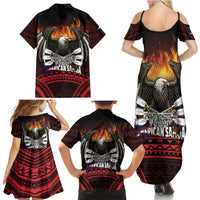 Fautasi Race Day American Samoa Family Matching Summer Maxi Dress and Hawaiian Shirt Bald Eagle Polynesian Tattoo LT14 - Polynesian Pride