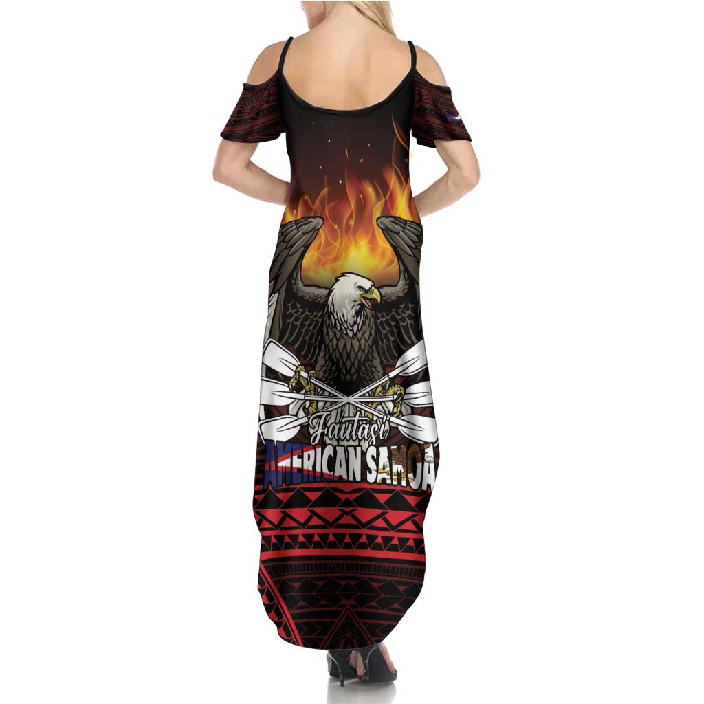 Fautasi Race Day American Samoa Family Matching Summer Maxi Dress and Hawaiian Shirt Bald Eagle Polynesian Tattoo LT14 - Polynesian Pride