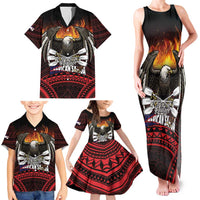 Fautasi Race Day American Samoa Family Matching Tank Maxi Dress and Hawaiian Shirt Bald Eagle Polynesian Tattoo LT14 - Polynesian Pride