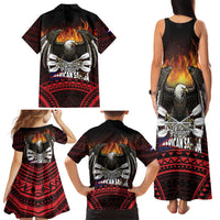 Fautasi Race Day American Samoa Family Matching Tank Maxi Dress and Hawaiian Shirt Bald Eagle Polynesian Tattoo LT14 - Polynesian Pride