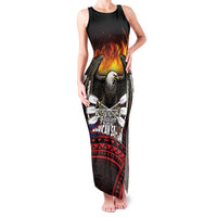 Fautasi Race Day American Samoa Family Matching Tank Maxi Dress and Hawaiian Shirt Bald Eagle Polynesian Tattoo LT14 Mom's Dress Black - Polynesian Pride