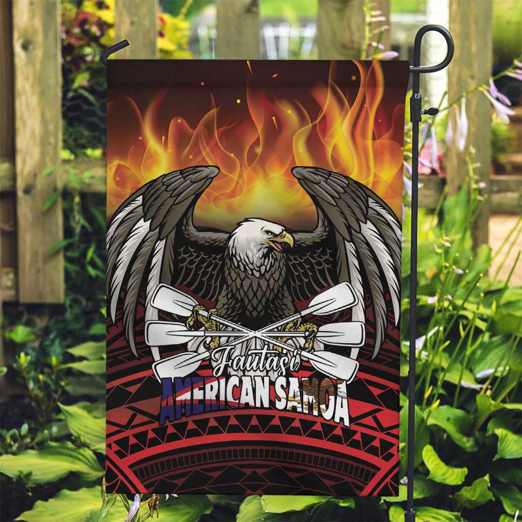 Fautasi Race Day American Samoa Garden Flag Bald Eagle Polynesian Tattoo LT14 Garden Flag Black - Polynesian Pride