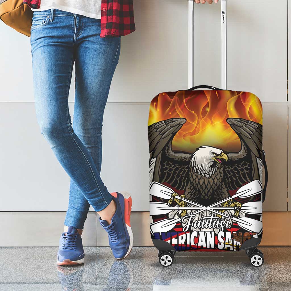 Fautasi Race Day American Samoa Luggage Cover Bald Eagle Polynesian Tattoo