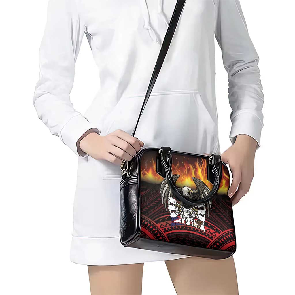 Fautasi Race Day American Samoa Shoulder Handbag Bald Eagle Polynesian Tattoo