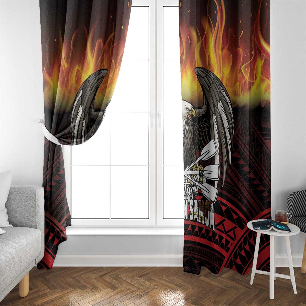 Fautasi Race Day American Samoa Window Curtain Bald Eagle Polynesian Tattoo