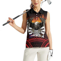 Fautasi Race Day American Samoa Women Sleeveless Polo Shirt Bald Eagle Polynesian Tattoo