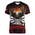 Fautasi Race Day American Samoa Women V-Neck T-Shirt Bald Eagle Polynesian Tattoo
