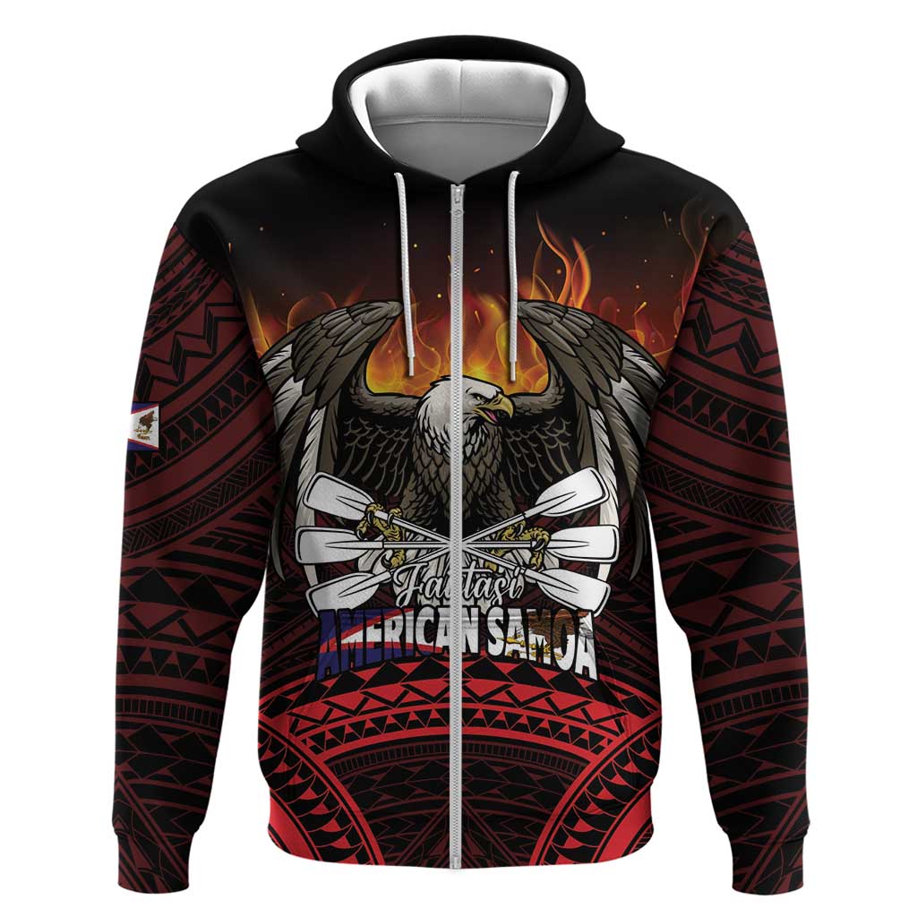 Fautasi Race Day American Samoa Zip Hoodie Bald Eagle Polynesian Tattoo LT14 Zip Hoodie Black - Polynesian Pride