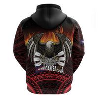 Fautasi Race Day American Samoa Zip Hoodie Bald Eagle Polynesian Tattoo LT14 - Polynesian Pride