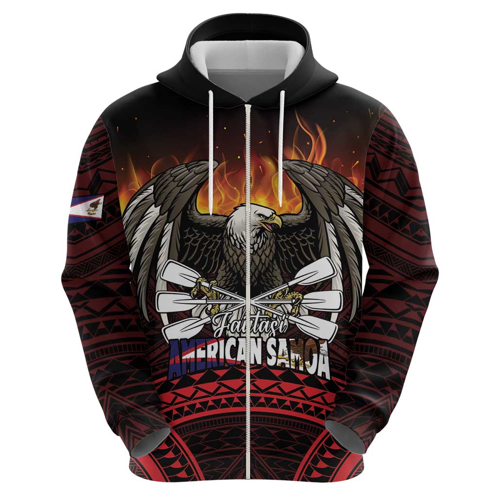 Fautasi Race Day American Samoa Zip Hoodie Bald Eagle Polynesian Tattoo LT14 - Polynesian Pride
