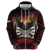 Fautasi Race Day American Samoa Zip Hoodie Bald Eagle Polynesian Tattoo LT14 - Polynesian Pride
